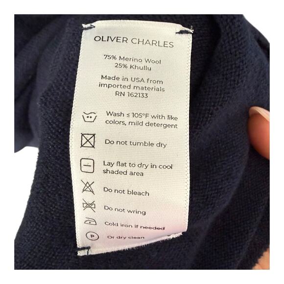 Oliver Charles Merino Wool Yak Navy Blue All-Season Swing Dress M - Picture 9 of 13